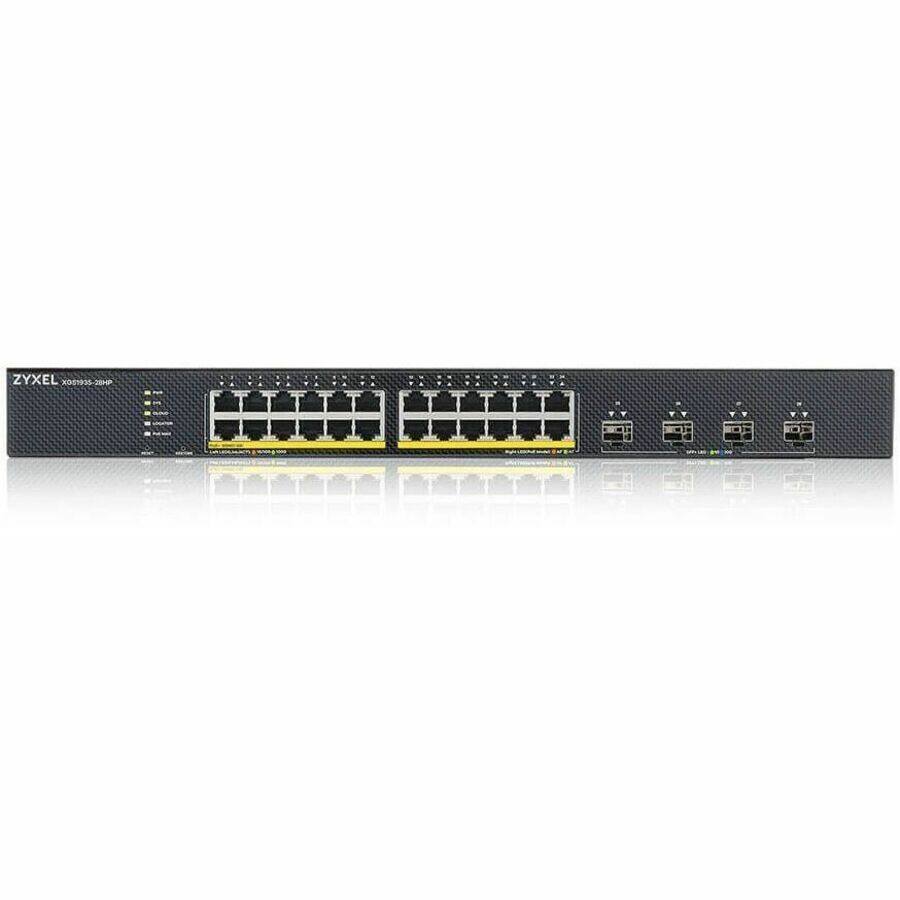 ZYXEL XG9905-28HP

- 28 Gigabit Ethernet Ports
- 4 SFP+ Ports
- 2 USB Ports
- 1 Console Port
- 1 Power Port

- 10/100/1000 Base-T
- 10GBase-T
- 10GBase-SR
- 10GBase-LR
- 10GBase-ER

- 10/100/1000 Base-T
- 10GBase-T
- 10GBase-SR
- 10GBase-LR
- 10GBase-ER

- 10/100/1000 Base-T
- 10GBase-T
- 10GBase-SR
- 10GBase-LR
- 10GBase-ER

- 10/100/1000 Base-T
- 10GBase-T
- 10GBase-SR
- 10GBase-LR
- 10GBase-ER