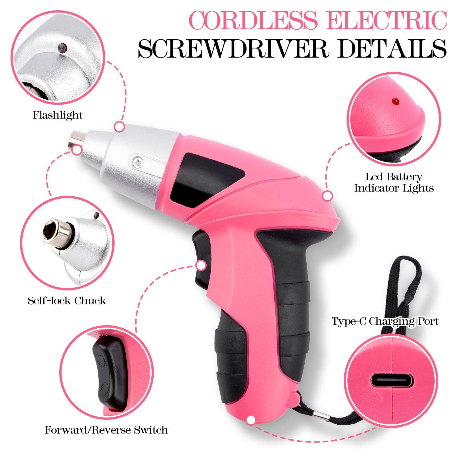 CORDLESS ELECTRIC SCREWDRIVER DETAILS

- Flashlight
- Led Battery Indicator Lights
- Self-lock Chuck
- Forward/Reverse Switch
- Type-C Charging Port