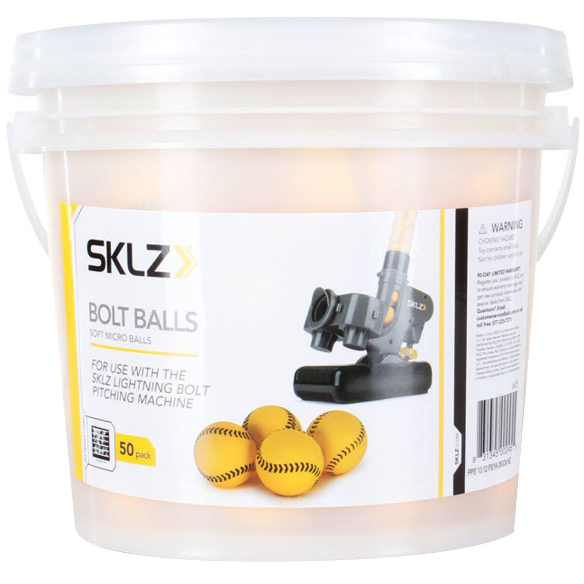 SKLZ BOLT BALLS SOFT MICRO BALLS  
WARNING: CHOONG HAD  
FOR USE WITH SKLZ THE LIGHTNING BOLT PITCHING MACHINE  
50 pack  
ZKTS B 313450e PPS