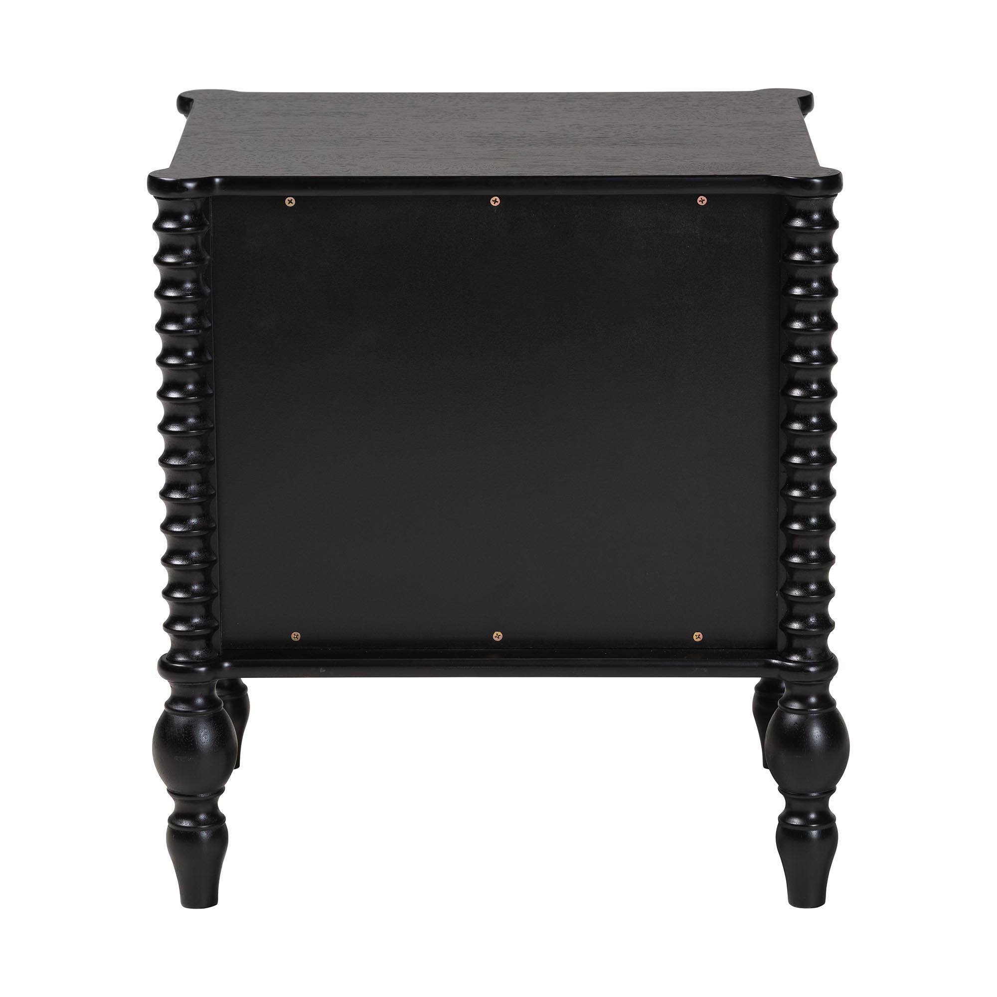 Alt View 1. Baxton Studio - Callison Spindle Nightstand - 2-Drawer Farmhouse Bedside Table with Turned Accents for Bedroom, - Black.