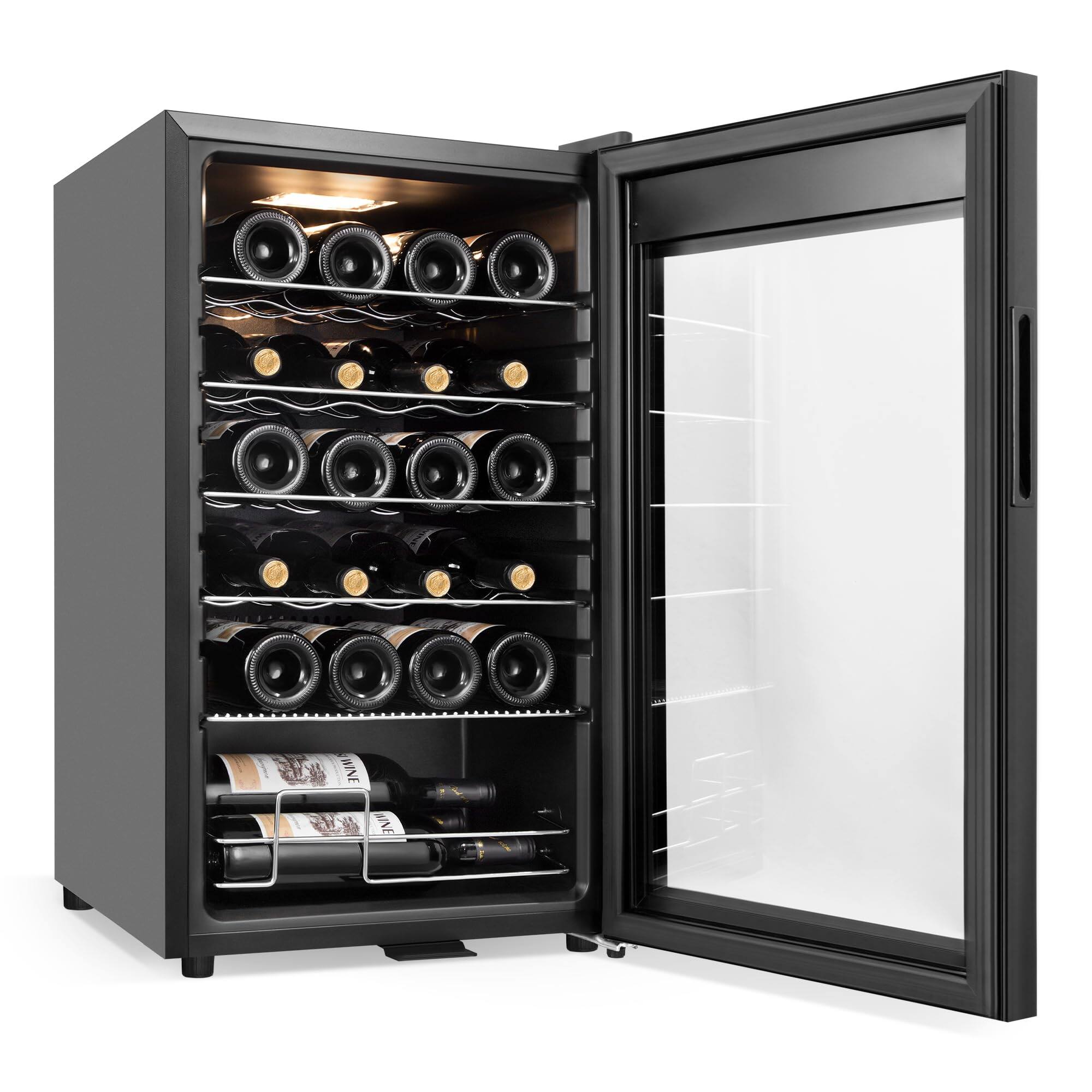Alt View 1. HOOURE - 24 Bottles Small Wine Cooler Fridge Countertop with Glass Door for Red Wine, Champagne, Dry White Wine, Sparkling Wines - Black.