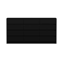 Famapy - 12 - Drawer Dresser: Hidden Handles & Sleek Storage - Black