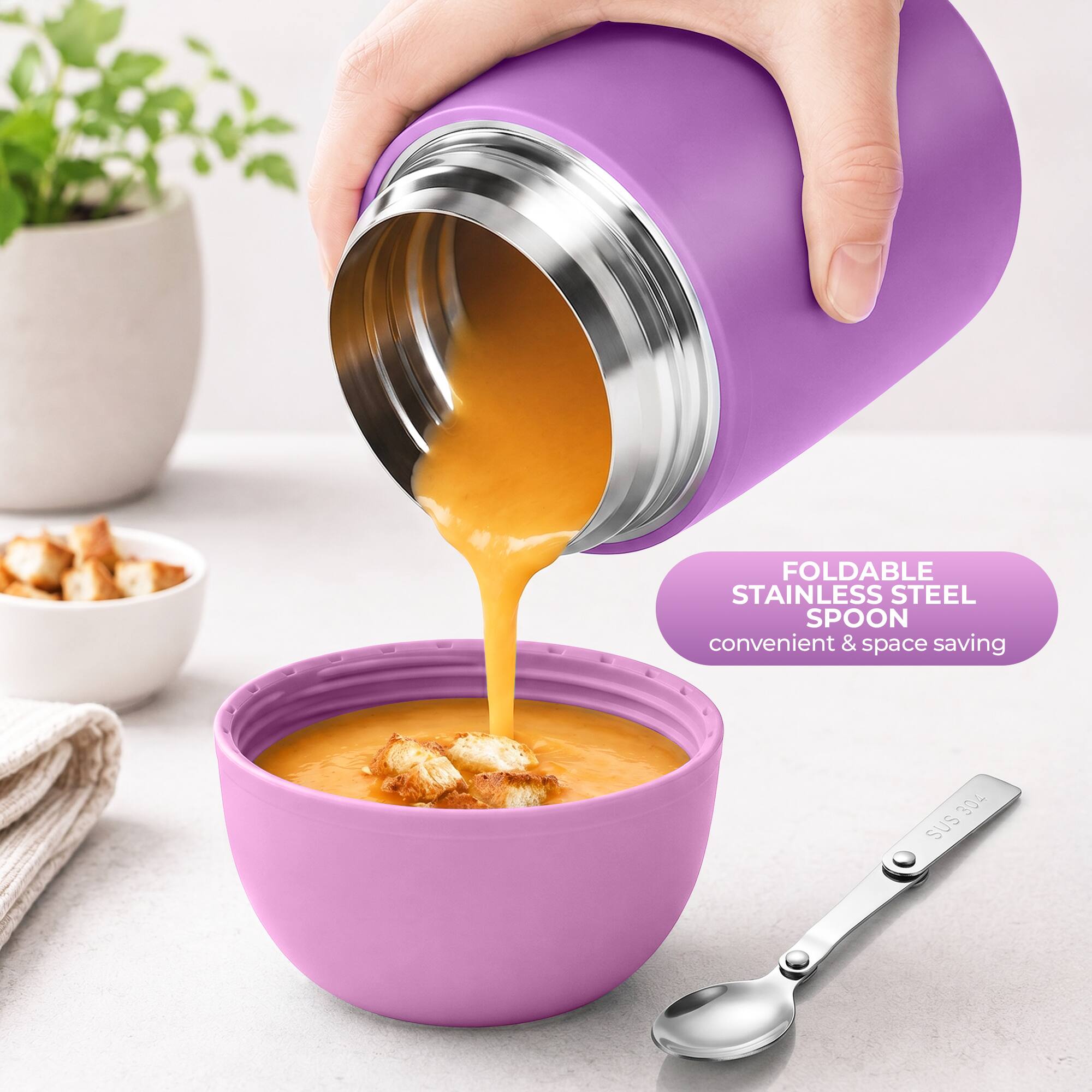 FOLDABLE STAINLESS STEEL SPOON convenient & space saving 304 SUS