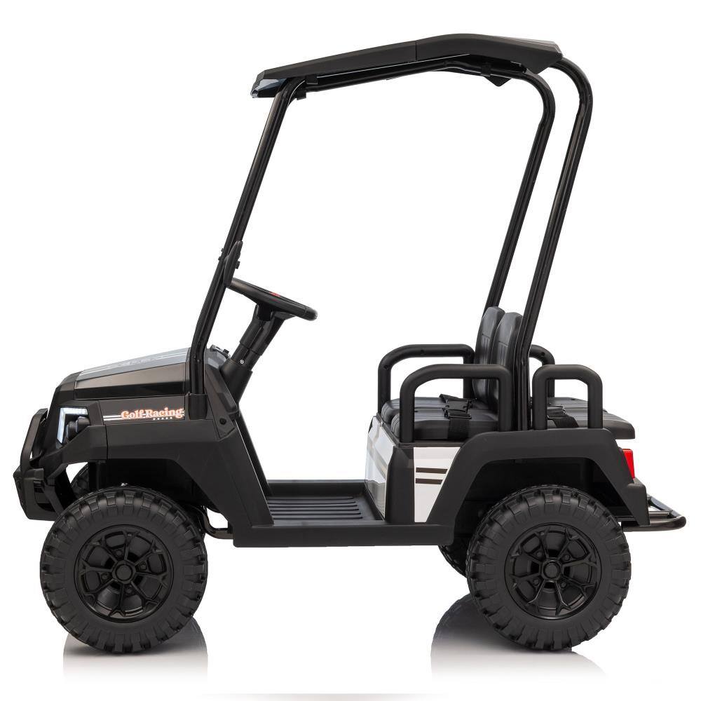 Angle. BreeBe - 24V XL Kids Electric Ride On Truck w/ RC, 4 Seats, Sunshade, Dual Motors, Suspension, Bluetooth, for Ages 3-8 - Black.