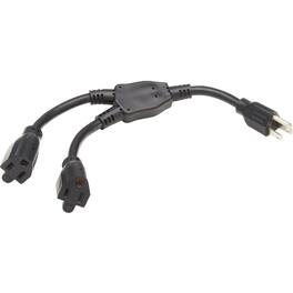 Eaton Tripp Lite Series Extension Cord Y Splitter, NEMA 5-15P to 2x NEMA 5-15R - Heavy Duty, 15A, 120V, 14 AWG, 1 ft - Black