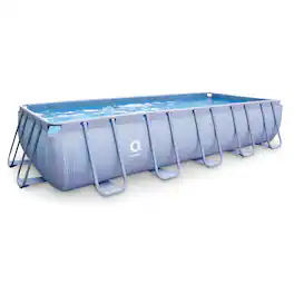 Jleisure - Avenli 18 Foot x 39.5 Inch U Frame Rectangle Above Ground Swimming Pool - Rattan Blue