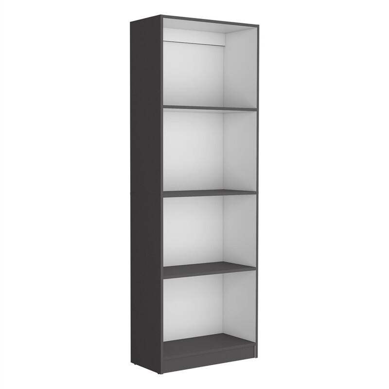 Back. HTUTWOO - Bookcase with Spacious Tier-Shelving Design – Four Spacious Shelves for Books,Versatile Display Shelf, Matt Gray & White - Matt Gray + White.