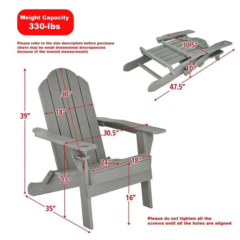 Left. Hivvago - Folding All-Weather Patio Chair with Integrated Cup Holder - Gray.