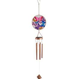 FC Design - 41" Long Butterfly Solar Light Wind Chime Outdoor Patio or Garden Hanging Decoration - Multi-Color