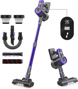 DEVOAC - V90 Cordless Vacuum Cleaner, Ultra-Light Quiet Stick Vacuum, 365W, Up to 45mins Runtime, 6 in 1 Handheld Vacuum for Hard - Purple