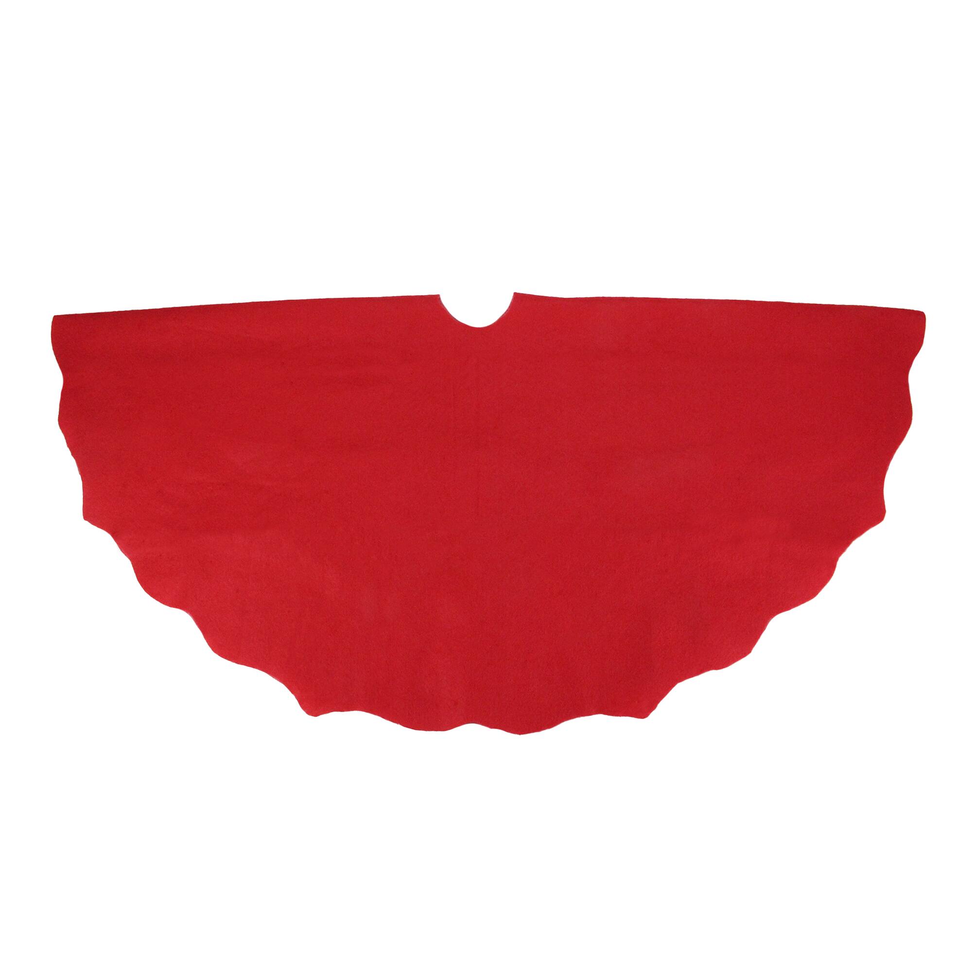 Alt View 1. Northlight - Christmas Tree Skirt with Scalloped Edge  - 38" - Red - Red.