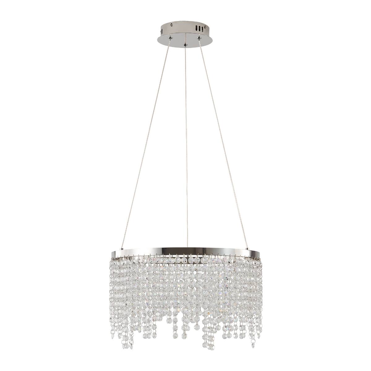 Alt View 6. Loheer - Loheer 16 inch Crystal LED Chandelier, Modern Chrome Finish, Adjustable Height for Living Room.