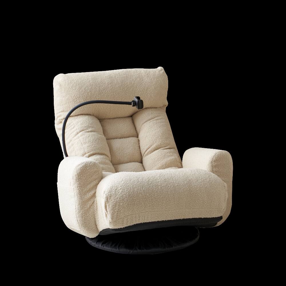 Back. Loheer - Loheer Adjustable Lounge Chair 360 Degree Rotatable Lazy Sofa Chair with Phone Holder for Living Room Gaming White - White.