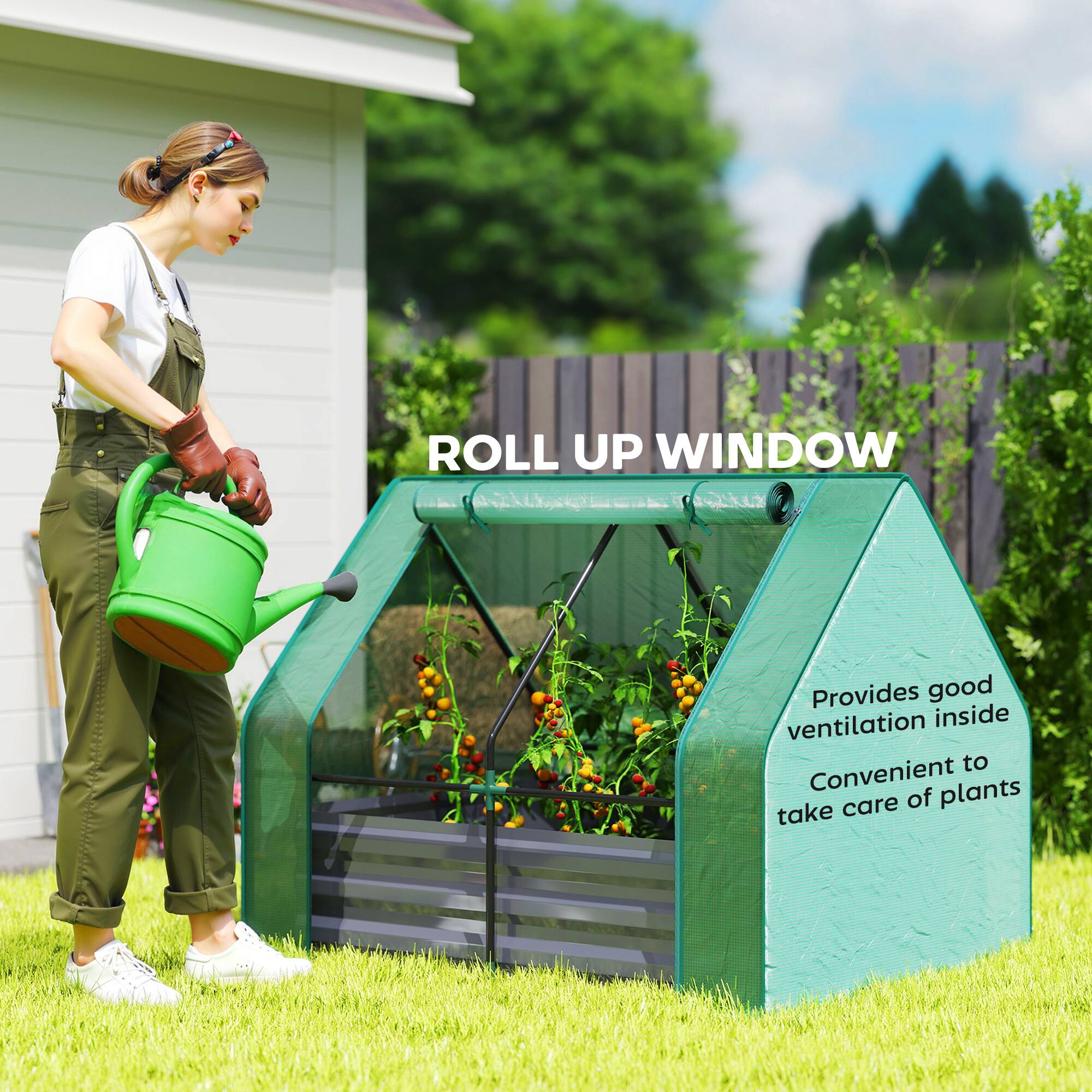 ROLL UP WINDOW

Provides good ventilation inside
Convenient to take care of plants