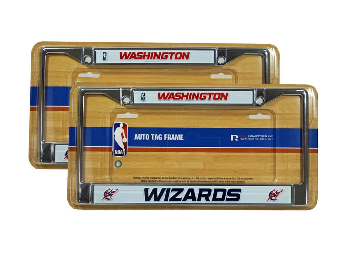 Rico Industries - Washington Wizards Chrome Metal (Set of 2) License Plate Frame Set - Multi