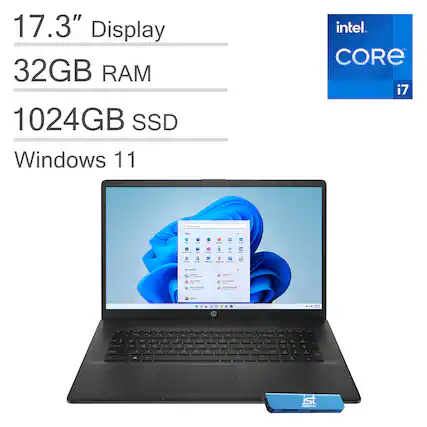17.3" Display
32GB RAM
1024GB SSD
Windows 11
Intel Core i7