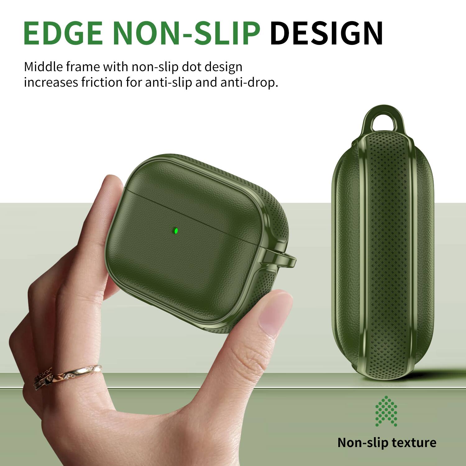 EDGE NON-SLIP DESIGN

Middle frame with non-slip dot design increases friction for anti-slip and anti-drop.

Non-slip texture