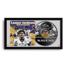 Sporticulture - Lamar Jackson Baltimore Ravens 14" x 26" Framed Art Vinyl Album Print - Black
