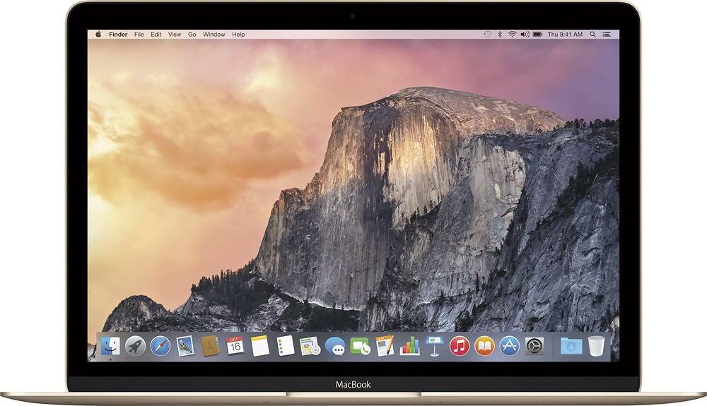 Front. Apple - Geek Squad Certified Refurbished - 12" Display - Intel Core M - 8GB Memory - 256GB Flash Storage - Gold.