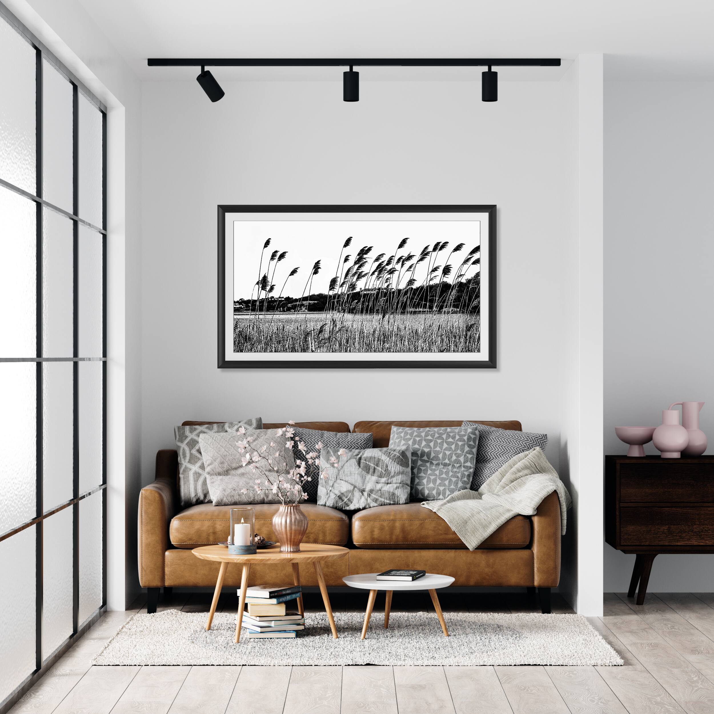 Angle. Deco TV Frames - Alloy Prismatic Bezel for Samsung The Frame TV - 75" - Anodized Black.