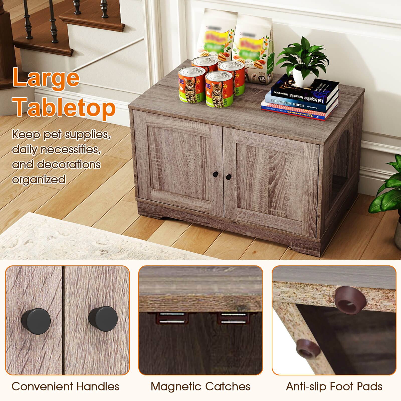 Large Tabletop

Keep pet supplies, daily necessities, and decorations organized

Convenient Handles

Magnetic Catches

Anti-slip Foot Pads
