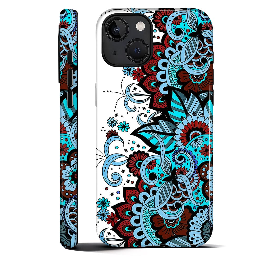 BUBM - Smartphone Case for iPhone - 2-Layer Durable Smartphone Protection Case - Blue Mandala - Blue Mandala for iPhone 14