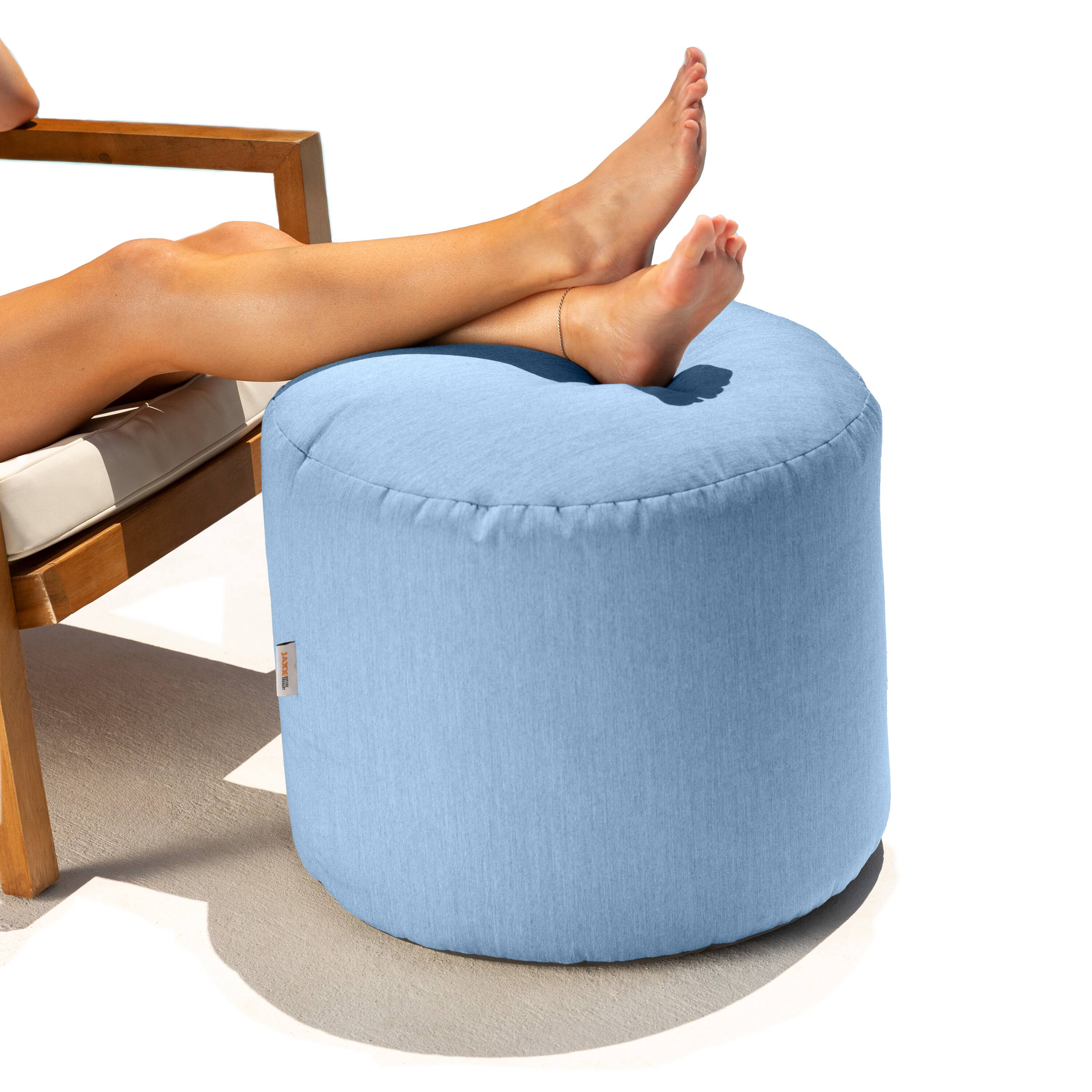 Alt View 1. Jaxx - Jaxx Spring Indoor / Outdoor Bean Bag Pouf Ottoman, Sunbrella Ocean - Sunbrella Ocean.