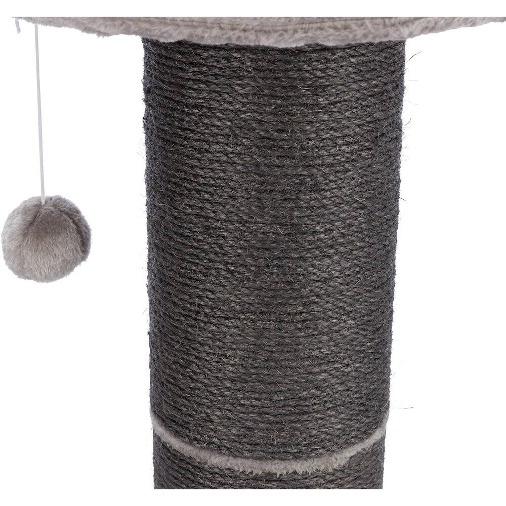 Alt View 4. TRIXIE - Pepino Sisal 35" Scratching Post with Plush Platform Bed and Dangling Cat Toy - Gray.