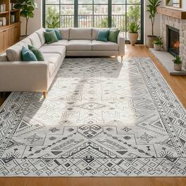 RYHNUYNE - 8x10 Area Rugs Living Room Rug Washable Vintage Boho Rug No Slip Stain Resistant Soft Carpet Indoor Floor Floral Carpets - Painting