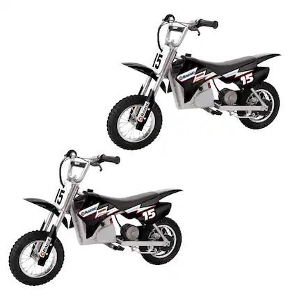 Front. Razor - MX400 Rocket 24V Electric Toy Motocross Dirt Bike (2 Pack) - Black.