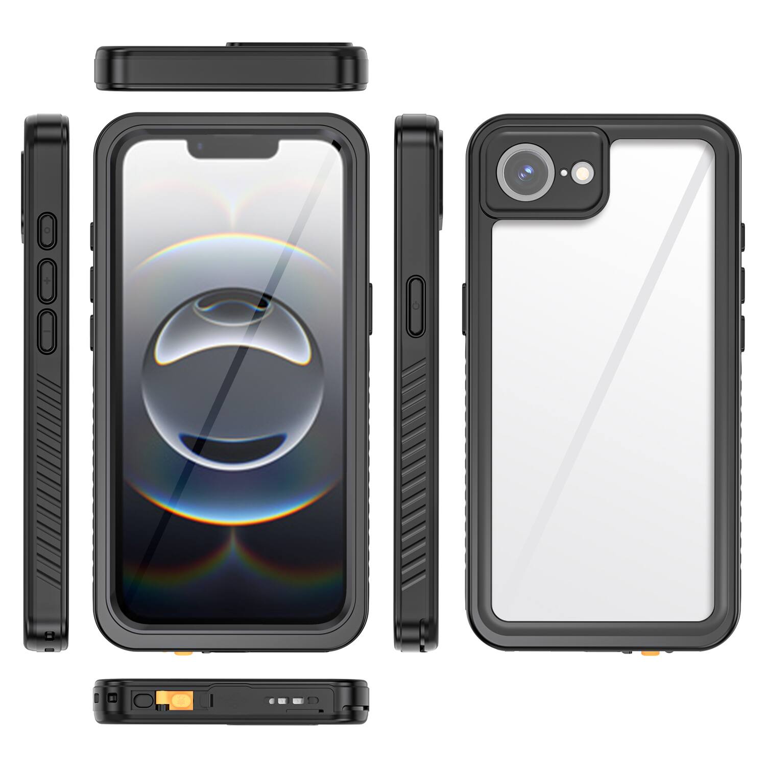 Alt View 4. Dteck - Waterproof Full Body Case for Apple iPhone 17e / 16e,Shockproof Heavy Duty Cover with Built-in Screen Protector - Black.
