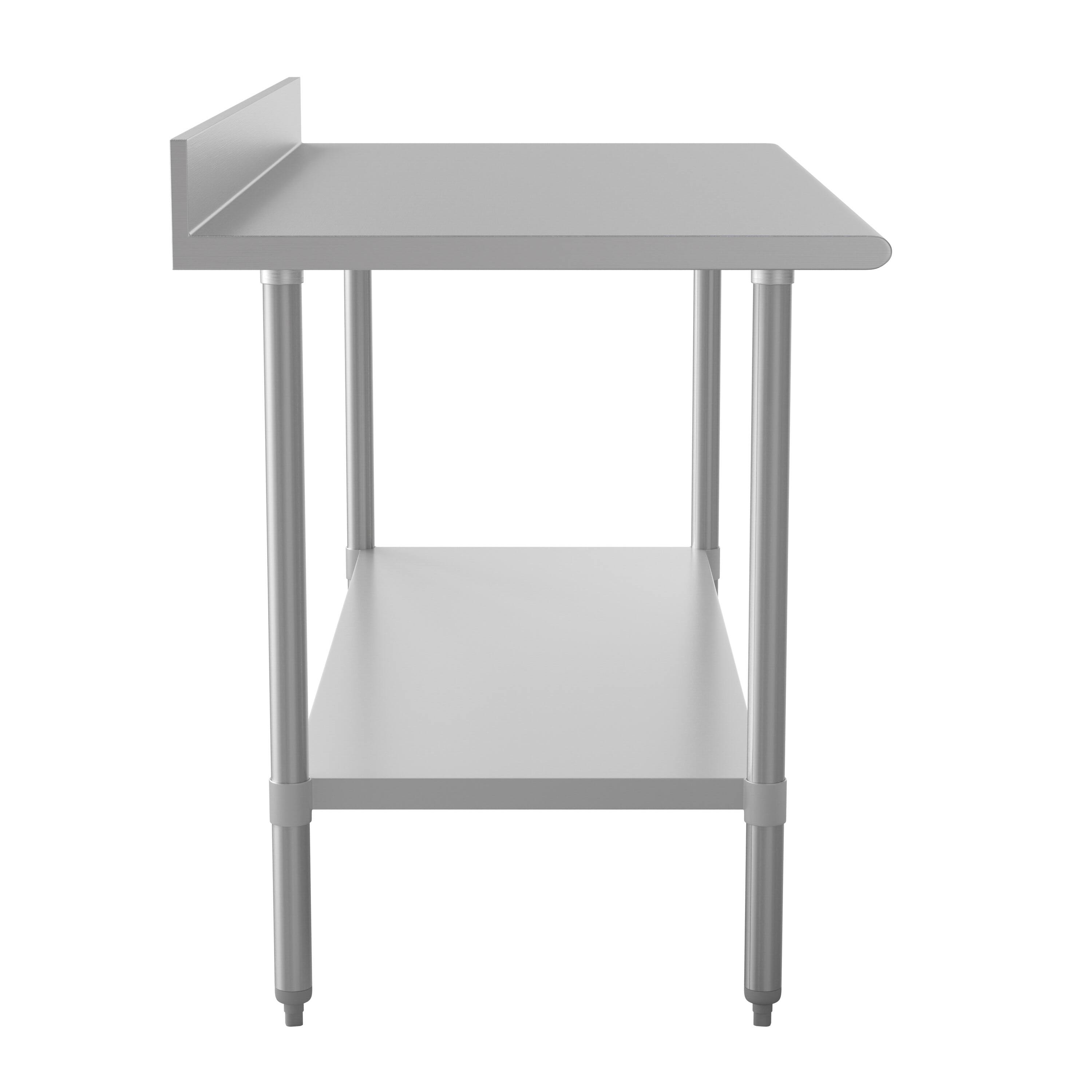 Left. Flash Furniture - Reese Commercial Grade 430 Stainless Steel 18 Gauge NSF Certified 30" x 60" Kitchen Prep and Work Table with Adjustable - Gray.