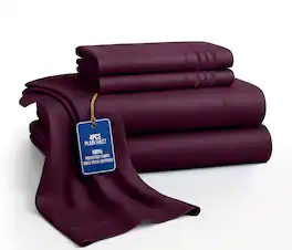 Lux Decor Collection - 4-Piece Queen Bed Sheet Set, Ultra Soft Microfiber, Deep Pocket, Wrinkle-Resistant, Hypoallergenic, All-Season Comfort - Plum