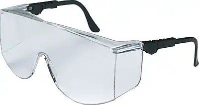 Front. Tacoma - Anti-Fog Safety Glasses, Wraparound, Pair - Black with Clear Lens.