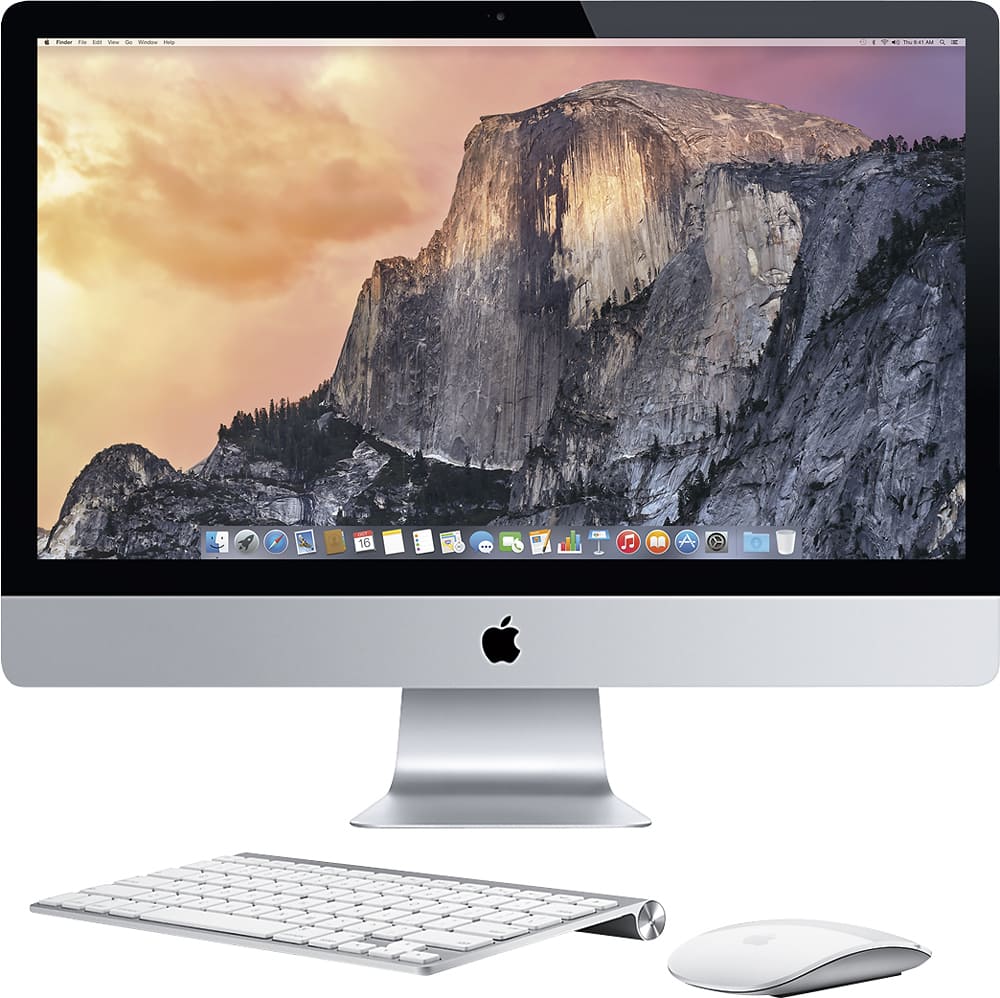Front. Apple - Geek Squad Certified Refurbished 27" with Retina 5K display - Intel Core i5 (3.5GHz) - 8GB Memory - 1TB Hard Drive - White.