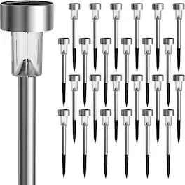 MOSZAR LLC - 24 Pack Solar Path Lights Outdoor,Solar Lights Outdoor Waterproof - White