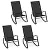 Front. Gymax - Gymax 4 PCS Patio Rocking Chairs w/ Ergonomic Backrest Seat Safe Stoppers for Backyard - Black.