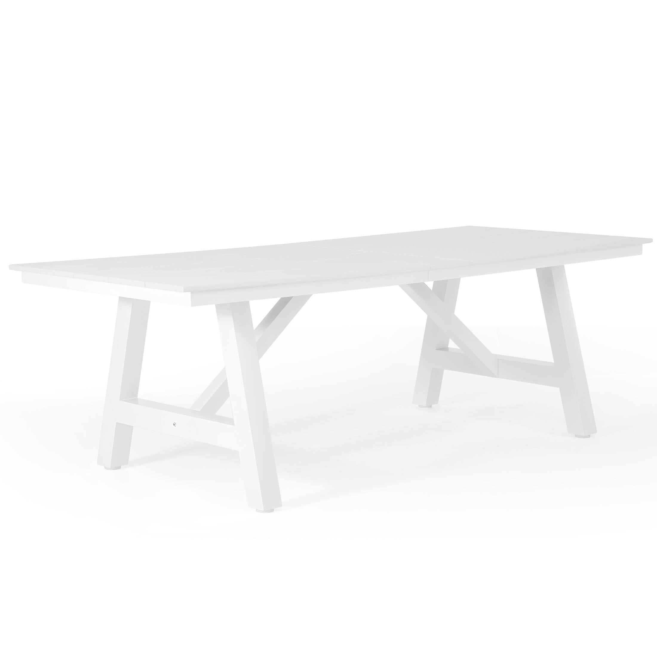 Left. WestinTrends - WestinTrends Cape May 90" HDPE Rectangle Outdoor Patio Dining Table With Umbrella Hole and Metal Frame - White.