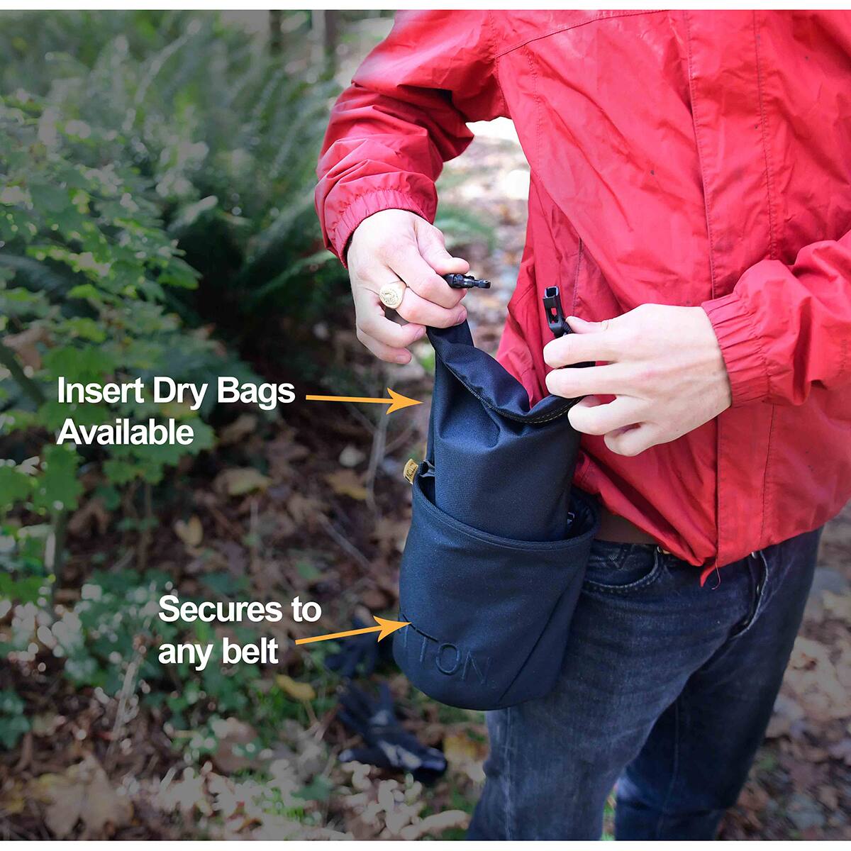Insert Dry Bags Available  
Secures to any belt