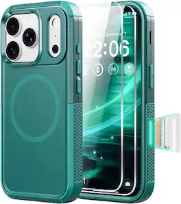 FINEAK - Magnetic iPhone 17 Pro Case-Heavy Duty Protection & MagSafe Compatible - Dark green