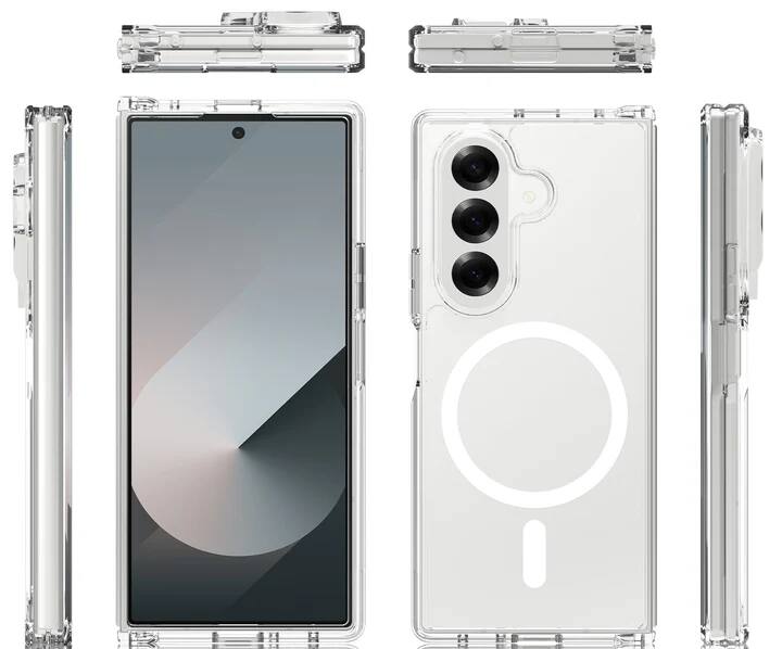 Left. Entronix - Entronix Magnetic Hard Back Case for Samsung Galaxy Z Fold 7 - Slim and Clear Design - Clear.