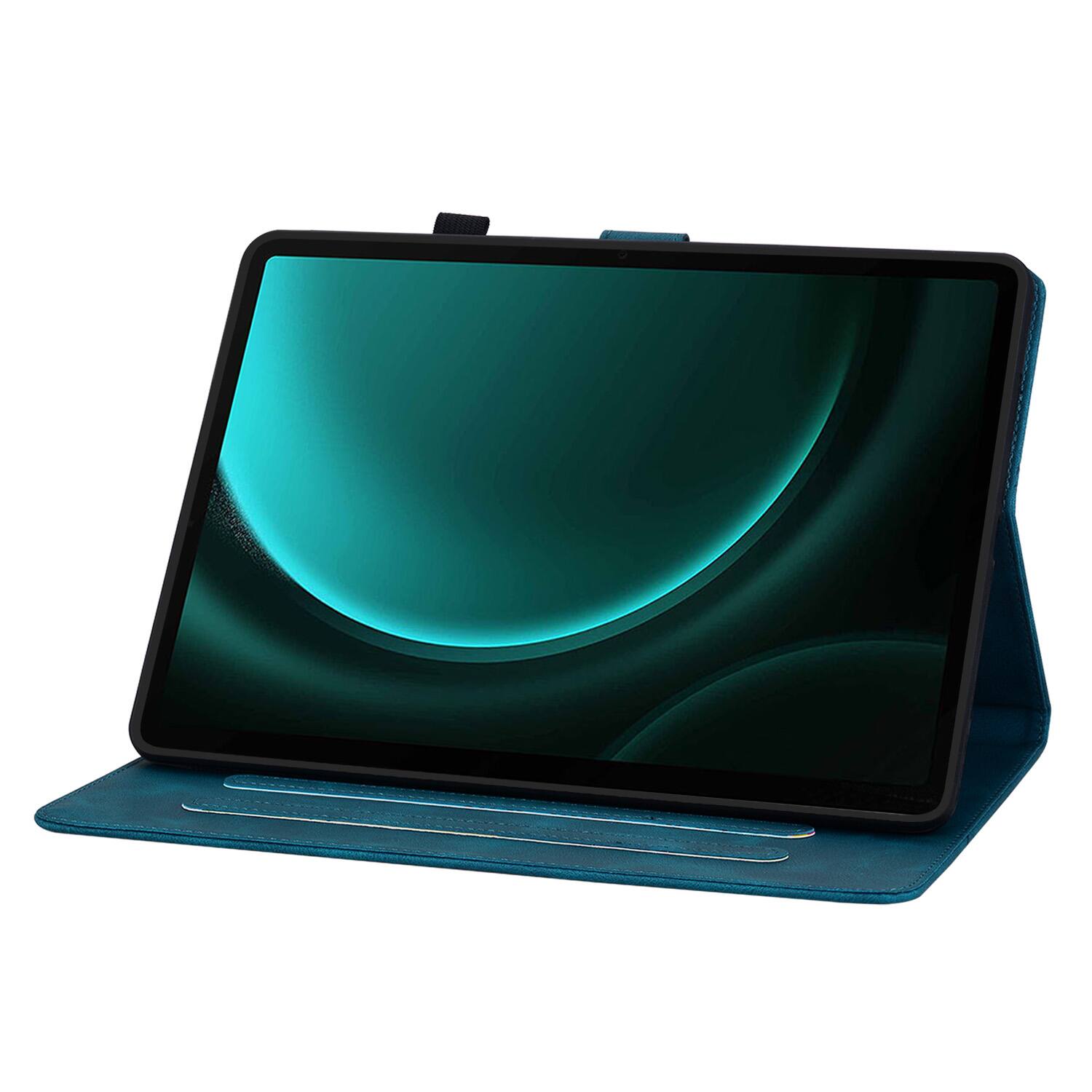 Alt View 1. Dteck - Case for Samsung Galaxy Tab S10 FE & S10 Lite and S9 FE & S9,Embossed Pattern PU Leather Flip Card Holder Stand Cover - Darkblue.