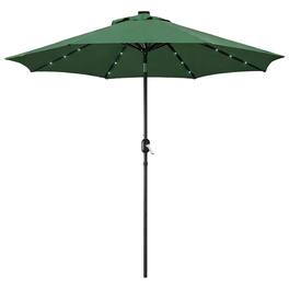 Four Seasons Courtyard - 9’ Polyester LED Steel Pole Patio Market Umbrella - Green