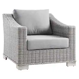 Modway - Conway Outdoor Patio Wicker Rattan Armchair - Light Gray Gray