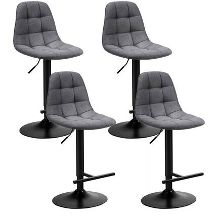 Front. Gymax - Gymax Set of 4 Adjustable Bar Stools Swivel Counter Height Linen Chairs with Back Gray - Grey.