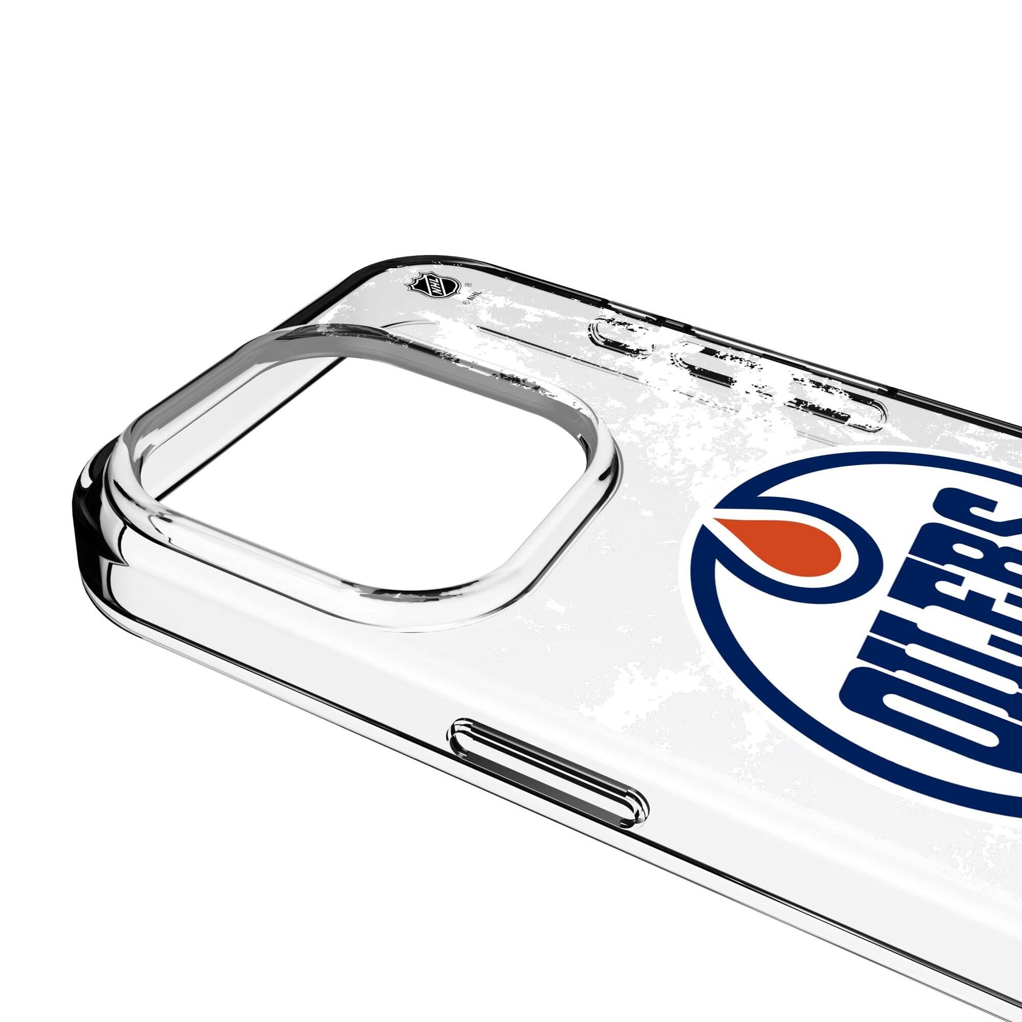 Alt View 2. Keyscaper - Edmonton Oilers iPhone Stripe Clear Ice Case - 14 - Multicolor.