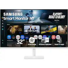 SAMSUNG Smart Monitor M7 SLAPSHOT ROAD TO GLORY Watch Now For You Live Apps Recent Recommended for You - - - - THE RINGS OF POWER prime NEWSLIVE S .. TECIE CROSS prime : prime - NETFLIX video Disny+ Toulube PLRTION Cristerned somsung SmarlThings - OTM TOA M T iUs 5 Trending Shows 32" SmartThings Al Picture Optimizer Smart TV Apps LAMSURG