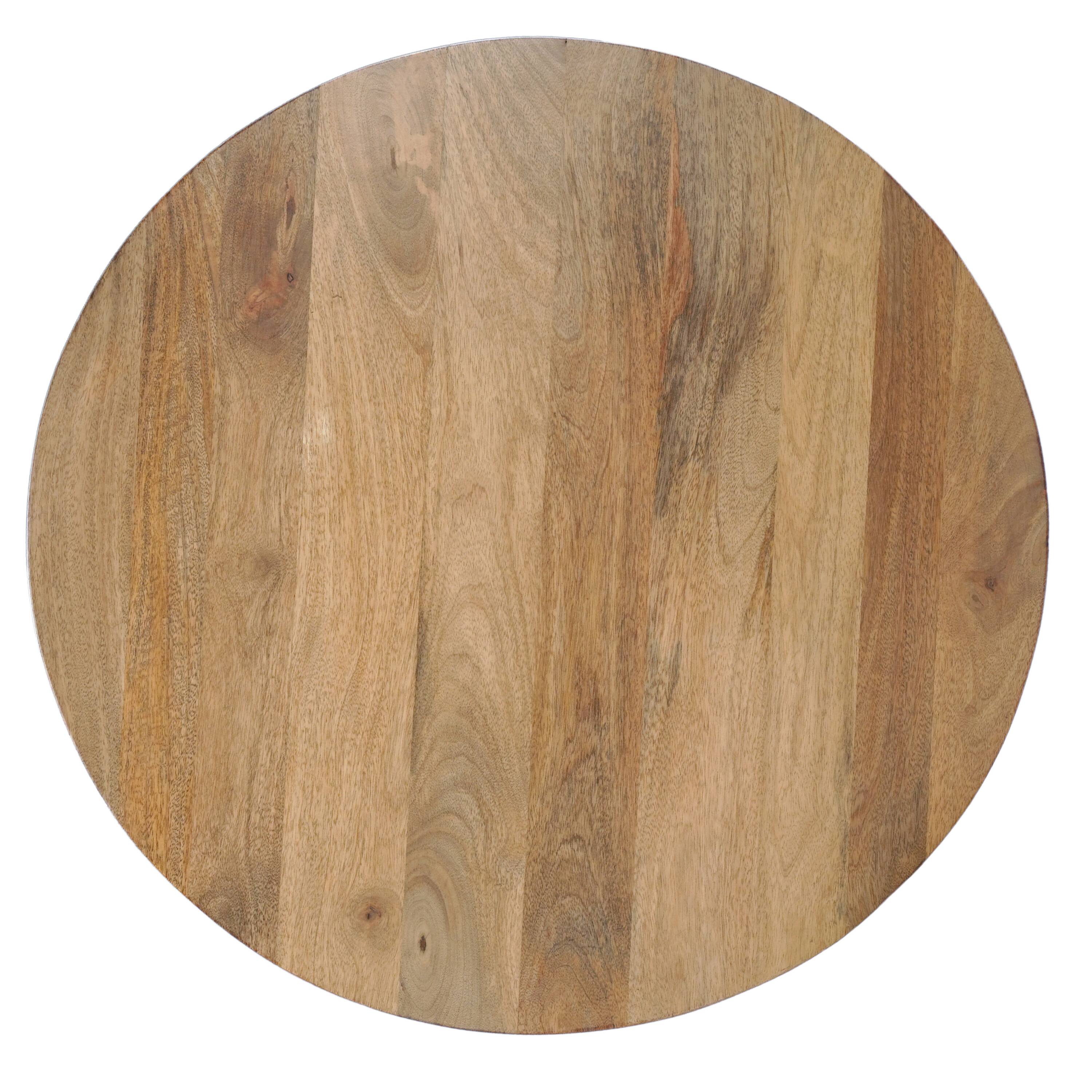 Alt View 3. Manhattan Lane - Vega 30 inch Round Mango Wood Coffee Table - Handcrafted Natural Brown, Sturdy 3-Leg Sled Base - Brown.