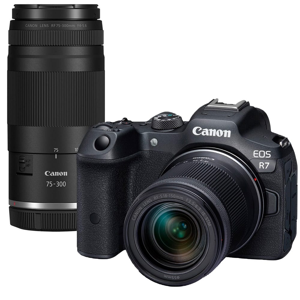 Canon - EOS R7 Mirrorless Camera with 18-150mm + RF 75-300mm f/4-5.6 Lens