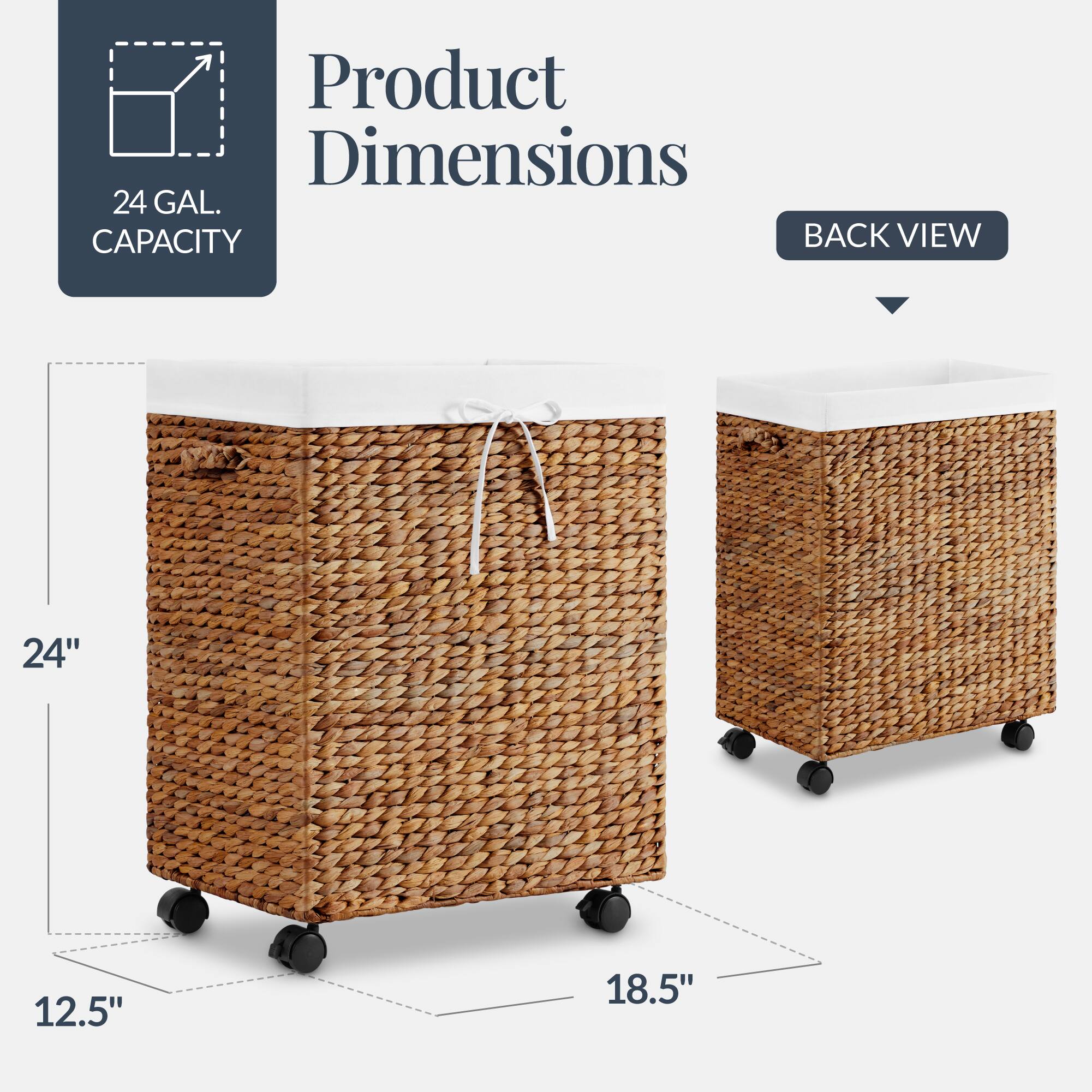 Product Dimensions  
24 GAL. CAPACITY  
BACK VIEW  
24"  
12.5"  
18.5"